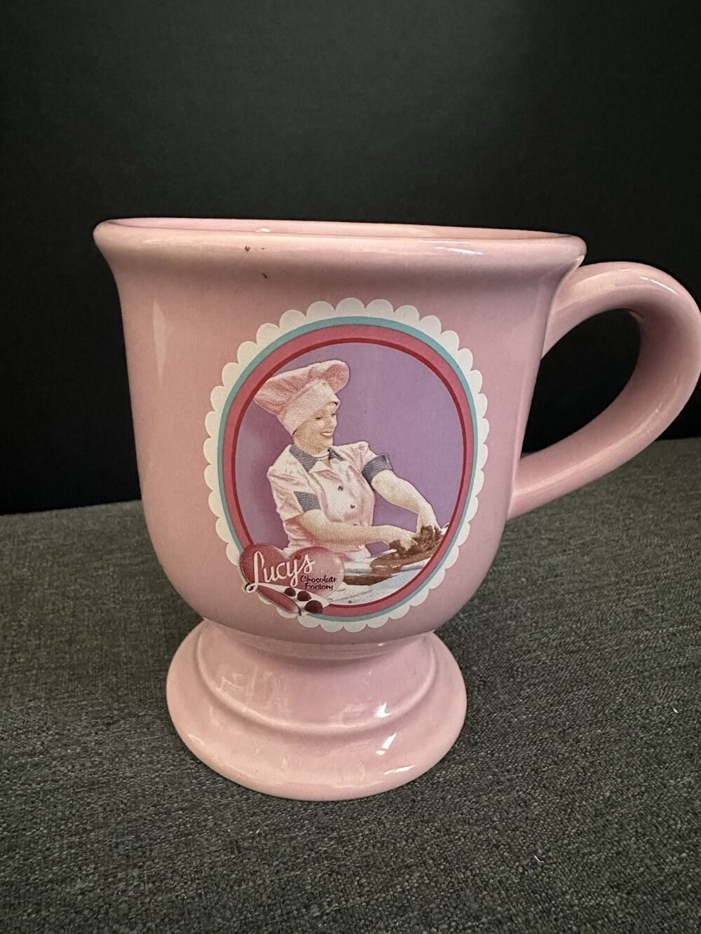 I Love Lucy Chocolate Factory Pink Pedestal Mug 2006 Hey This Is Fun 12 Oz